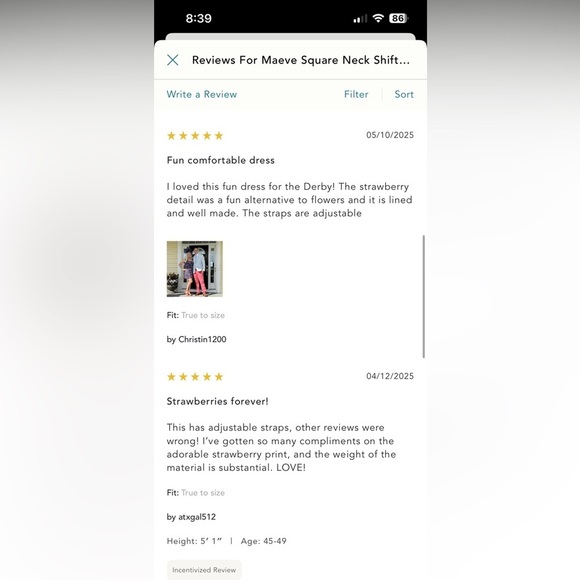 NWT new medium Anthropologie Maeve square neck shift dress strawberry navy blue - Picture 17 of 17